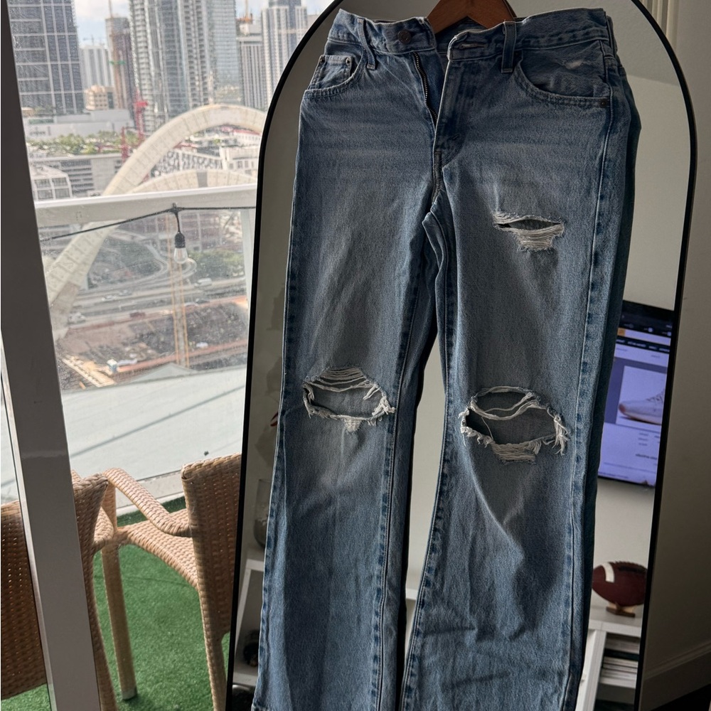 Levi's Light Blue Distressed Boyfriend Jeans